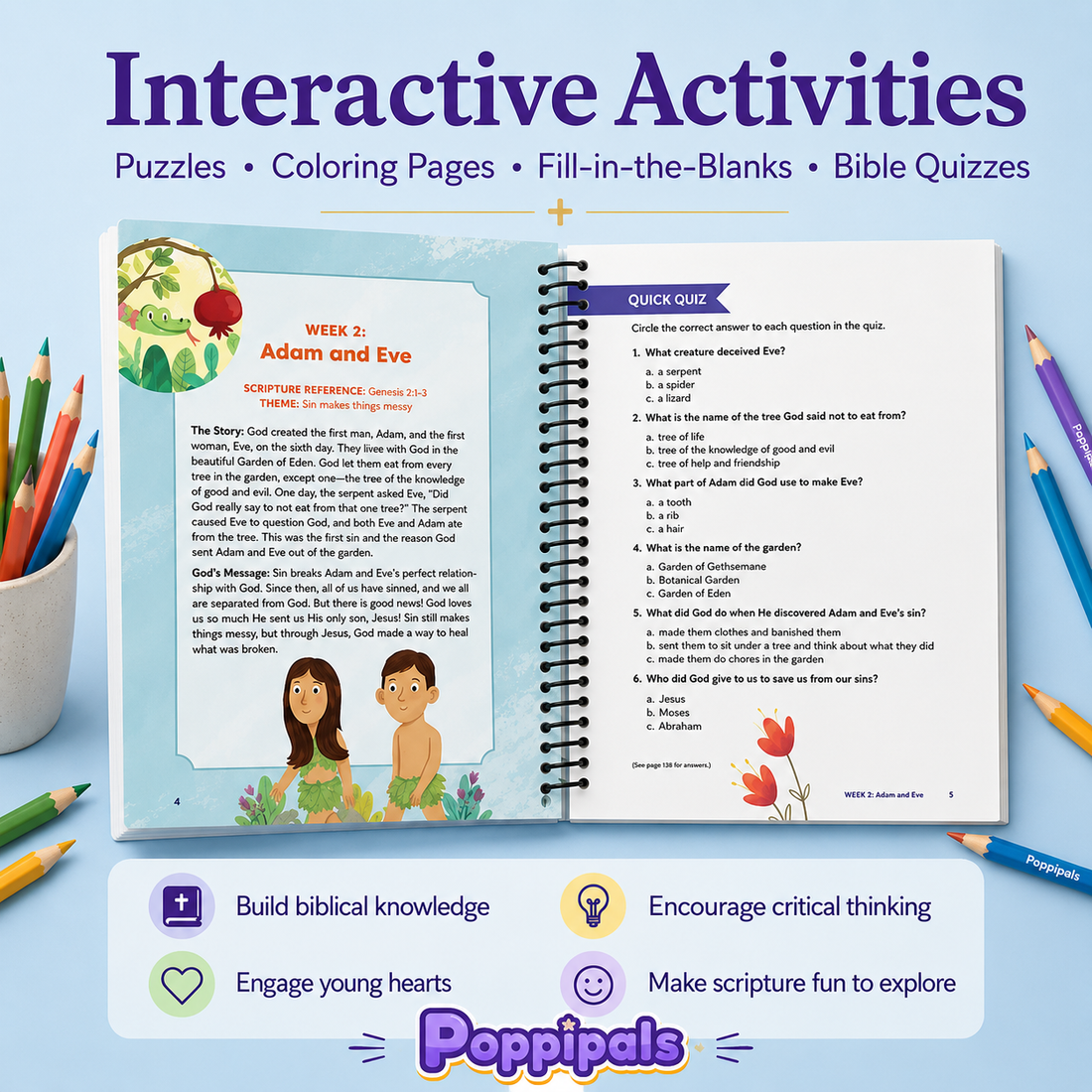 Bible Study Workbook for Kids – 52 Lessons & Activities