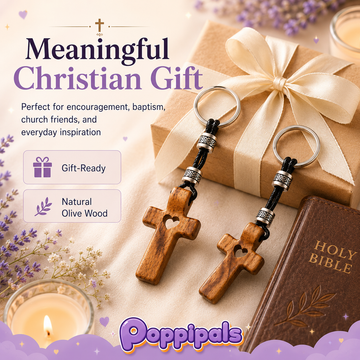 Olive Wood Cross Keychain
