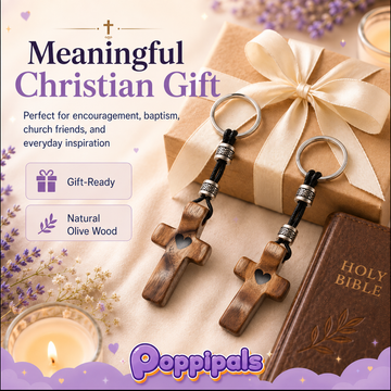 Olive Wood Cross Keychain